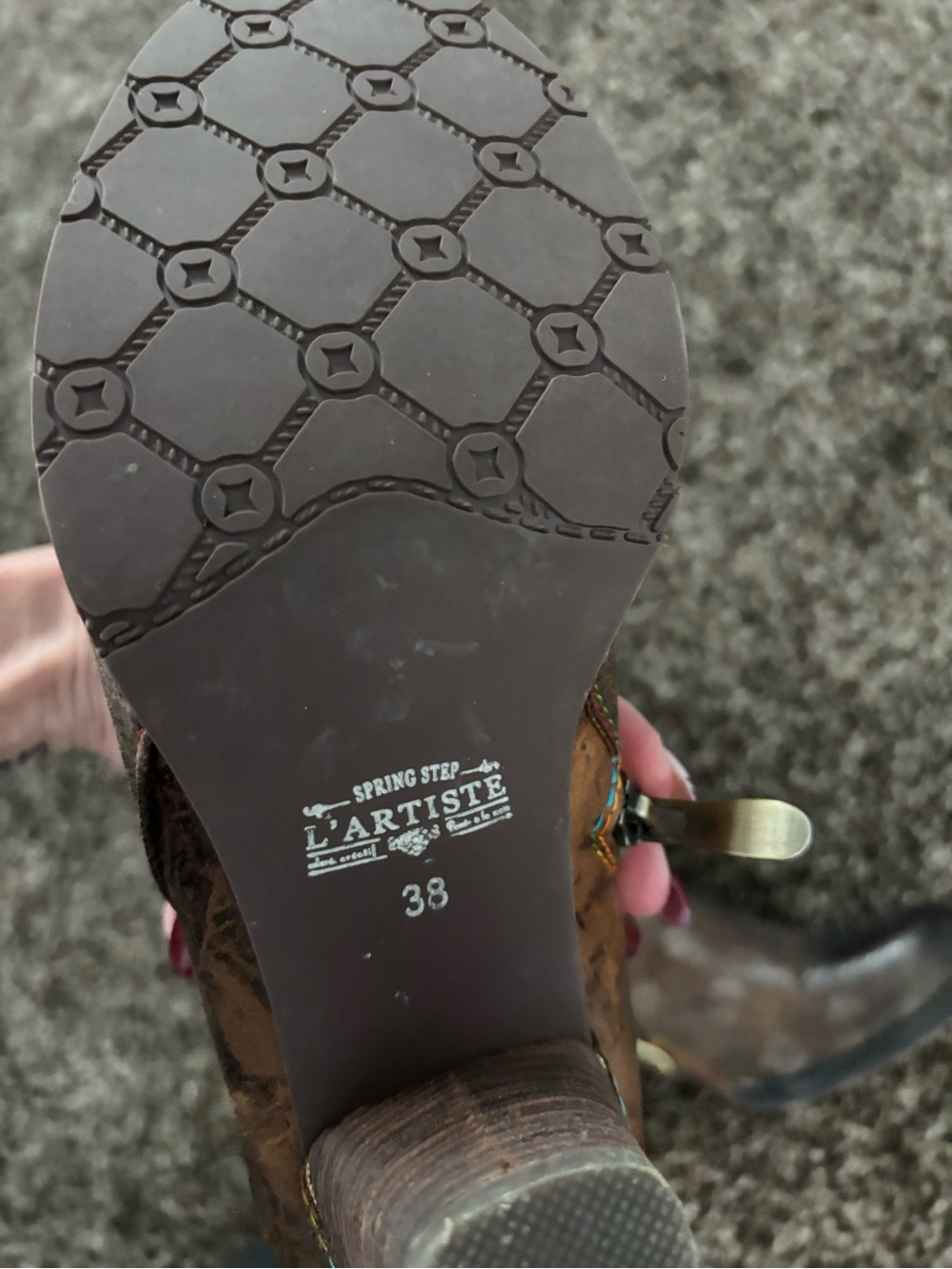 L'ATISTE Brown Leather Heeled Ankle Boots with Buckle